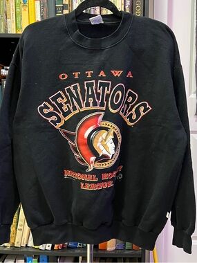 Vintage Bulletin Ottawa Senators Black Crewneck Sweatshirt